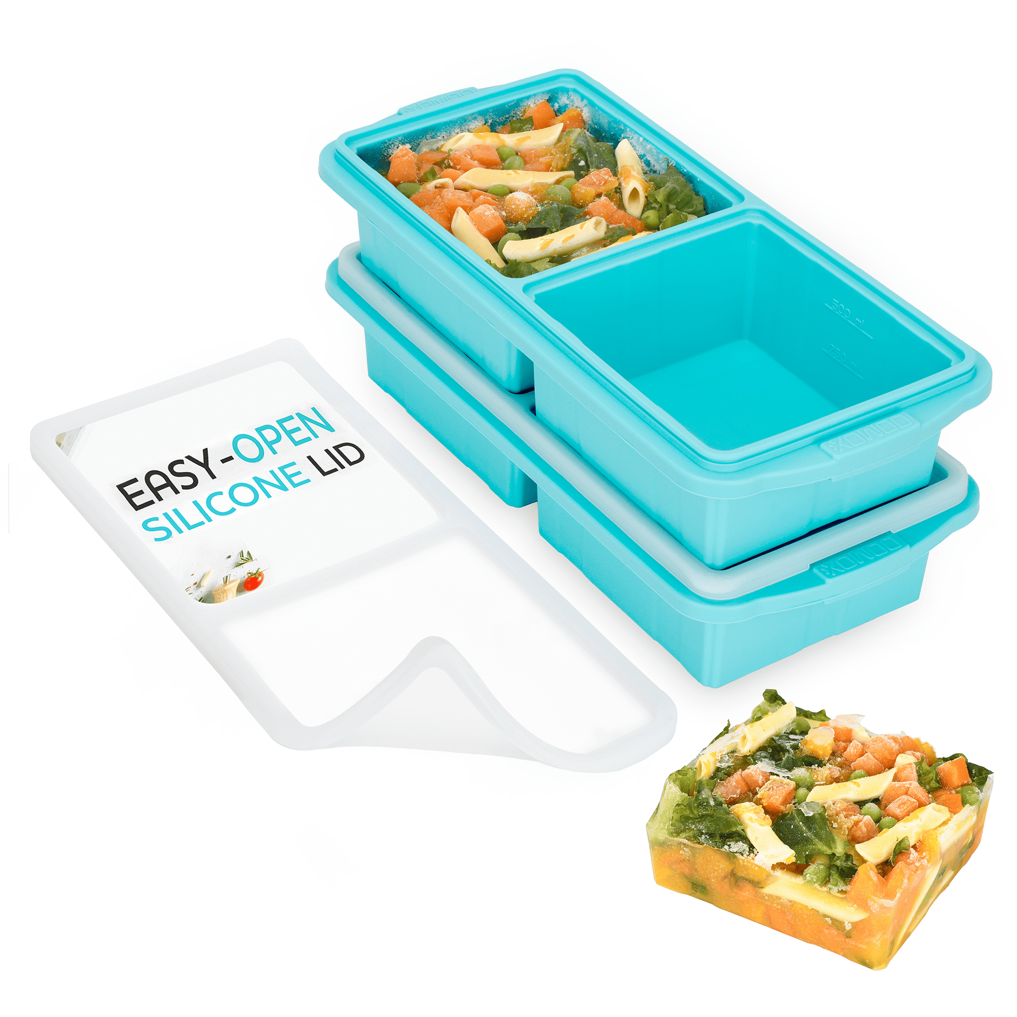 1-Cup Extra Large Silicone Freezing Tray With Lid,Silicone Soup Freezer  Molds,Silicone Freezer Container,Freeze & Store Soup, Broth, Sauce,  Leftovers - Makes 4 Perfect 1 Cup Portions